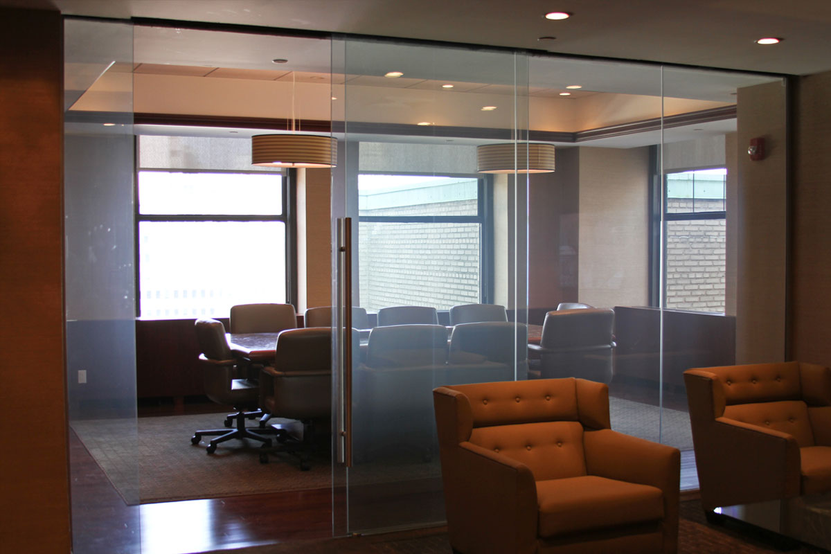 Smart glass office room interior
